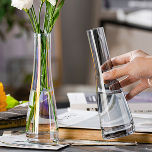 简约花瓶小摆件创意透明玻璃水养水培鲜花餐桌插花装饰品北欧风格
