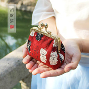 日式小猫咪设计零钱包和风搭扣，硬币包迷你(包迷你)小包