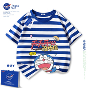 NASA机器猫t恤儿童短袖男童夏季2024潮纯棉女童上衣儿童半袖