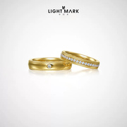 lightmark小白光，18k金钻石(金钻石，)情侣对戒