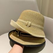 夏季草帽女款卷边防晒帽休闲百搭遮阳帽圆顶太阳帽海边沙滩帽