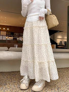 波点半身裙女2024春季垂感白色设计感a字裙长裙，超仙蛋糕裙子