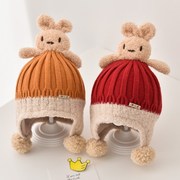 儿童帽子冬季女童韩版潮针织，男童护耳帽，宝宝保暖毛线帽小孩套头帽