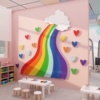 画室布置美术教室彩虹装饰培训机构文化墙，幼儿园美工室墙面贴环创