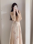 新中式国风禅意半身裙套装女夏季茶系穿搭一整套改良汉服两件套裙