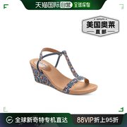 style & co.Mulan 女士 T 型带人造坡跟凉鞋 - 海军蓝花卉图案