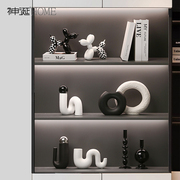 现代简约黑白抽象艺术装饰品摆件家居客厅酒柜电视柜样板间软装饰