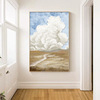 奶油风客厅装饰画北欧入户玄关，挂画蓝色天空，云朵风景肌理过道壁画