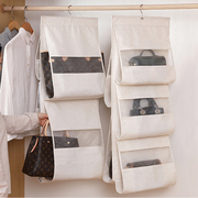 包包收纳挂袋布艺双面，多层透明防尘袋悬挂式家用衣柜放包的置物架