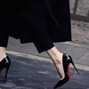 红色底高跟鞋女浅口黑色性感细跟2024尖头高级感裸色漆皮单鞋