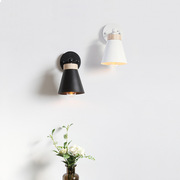 北欧风格壁灯现代简约创意实木镜前灯卧室床头客厅墙壁灯过道灯具