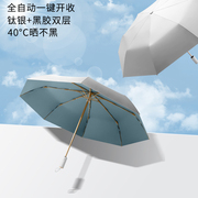全自动双层防晒伞黑胶防紫外线，遮阳伞女钛银，太阳伞折叠晴雨伞两用