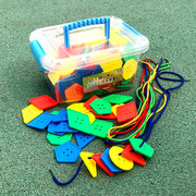 串珠益智儿童玩具几何纽扣形状穿线积木拼图颜色大号穿珠子幼儿园