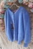 天蓝色小裙刺绣加厚宽松泡泡袖，开衫原单出口外贸2021兔毛毛衣