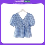 韩国直邮miamasvin艾登格子雪纺衫A-DEN格子雪纺衫编织细节立体