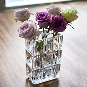 花瓶摆件客厅插花轻奢高档餐桌，感透明玻璃网红鲜花璀璨水晶玻璃