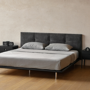 jolor北欧简约现代实木床布艺软包靠背意式轻奢家具卧室双人床