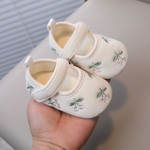 婴儿鞋软底步前鞋春秋季0-1岁女宝宝公主，鞋纯棉布鞋6个月护脚防掉
