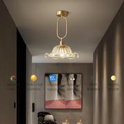 全铜水晶小吊灯过道灯后现代，简约吧台走廊灯创意吸顶北欧玄关灯具