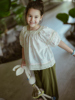 史豌豆(史豌豆)女童拼接花边，短袖衬衫2024夏季洋气碎花衬衣儿童上衣