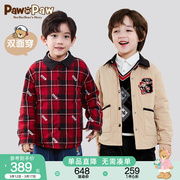 PawinPaw卡通小熊童装冬季男童儿童棉服两面穿格子衫翻领