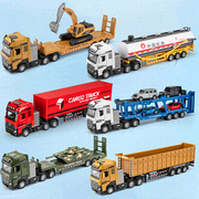 合金大卡车货车玩具儿童半拖挂运输车工程车平板拖车玩具车男孩