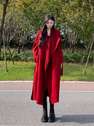 双面羊绒大衣秋冬2023女装，高级感气质，名媛中长款宽松毛呢外套