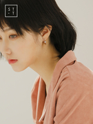 沈太太(沈太太)s925纯银日，韩国个性简约厚重圆角，矩形圆孔耳环女学生耳饰品