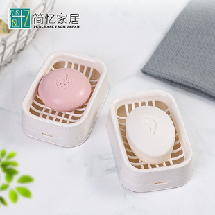 日本进口肥皂盒卫浴网格香皂盒塑料双层沥水浴室抗菌皂盘皂碟皂托