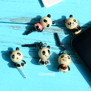 独家日本外贸木制大熊猫实木防尘塞3.5mm耳机塞吊坠限量5色选