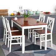 北欧实木餐桌餐椅松木餐桌椅，套装一桌四椅纯实木餐桌双拼色餐桌