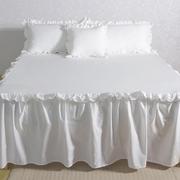 白色纯棉公主床裙单件防滑裙式夏季遮丑花边55cm全棉床罩床笠床单