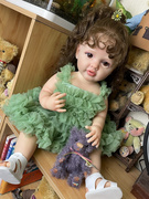 花花 植发绿公主裙仿真娃娃玩偶全胶可入水生日礼物玩具