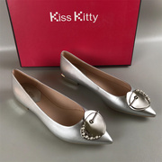 Kiss Kitty断码春夏法式尖头浅口单鞋真皮气质低跟瓢鞋女