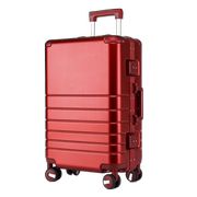 新娘结婚行李箱红色嫁妆女方陪嫁拉杆皮箱纯色密码铝框旅行箱子