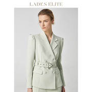 ladyselite慕裁浅绿色职业正装，2023时尚通勤平驳领西装外套女