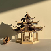 国中古建木模型中式古代质拼装建筑91789成品古铜木筑色模型摆件