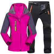 户外冲锋衣裤男女套装两件套可拆卸登山服防风水外套冬季