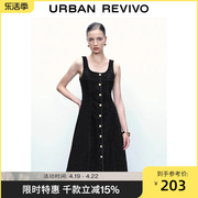 UR秋冬季女装时尚休闲魅力纽扣牛仔无袖连衣裙UWG830110