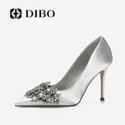 DIBO碲铂商场同款秋季细跟法式不规则亮钻通勤女高跟鞋