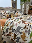 非洲风情ins床上四件套全棉纯棉，1.5m1.8米被套床单，三4件套长颈鹿