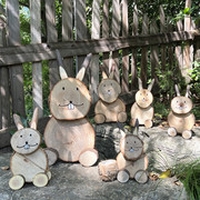 创意实木小兔子卡通造型，多肉花盆幼儿园，装饰花园庭院摆件环创道具