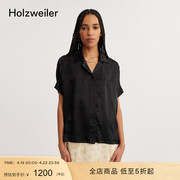 holzweiler女士黑色柔软复古宽松短袖衬衫