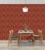 欧式大马士革壁纸客厅红色古典餐厅卧室Z背景墙民宿酒店拍摄墙壁