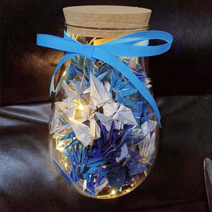 生日礼物女生手工蓝色折纸千纸鹤成品许愿瓶木塞瓶diy实用送男友