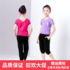 舞蹈服儿童女孩跳舞夏季练功服套装女童玫红短袖v领萝卜裤两件套