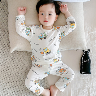 儿童睡衣夏季婴儿宝宝超薄款内衣套装竹纤维男女童空调服长袖秋衣