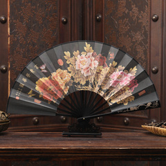 折扇8寸绢布雕刻丝绸印刷古典工艺男女扇子古色古韵中国风