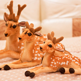 仿真梅花鹿毛绒玩具，麋鹿小鹿玩偶，马达加斯加长颈鹿公仔儿童玩具