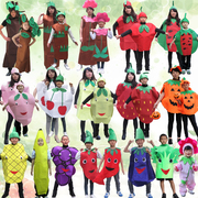 六一幼儿园手工环保衣服时装秀衣服大人儿童蔬菜水果草莓西瓜衣服